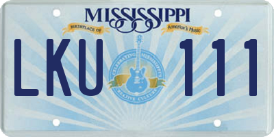 MS license plate LKU111
