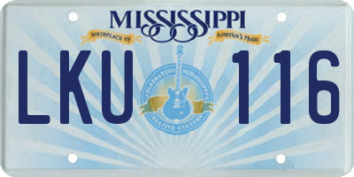 MS license plate LKU116