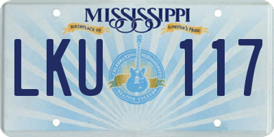 MS license plate LKU117