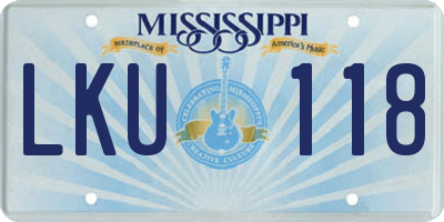 MS license plate LKU118