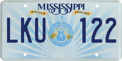 MS license plate LKU122