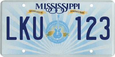 MS license plate LKU123
