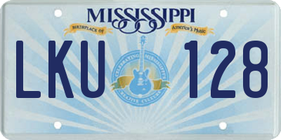 MS license plate LKU128