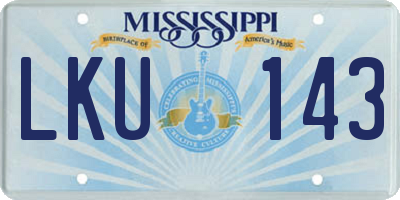 MS license plate LKU143