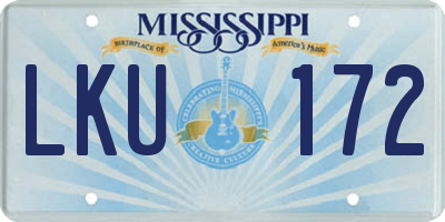 MS license plate LKU172