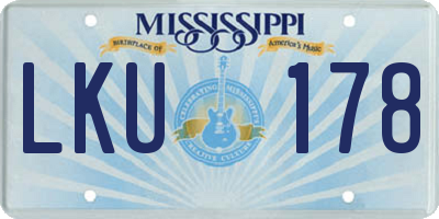 MS license plate LKU178