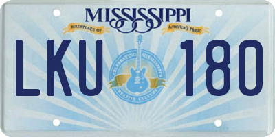 MS license plate LKU180