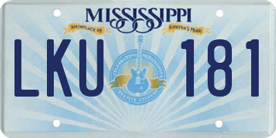 MS license plate LKU181