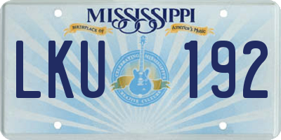 MS license plate LKU192