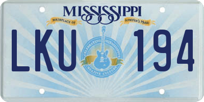 MS license plate LKU194