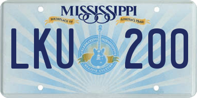 MS license plate LKU200