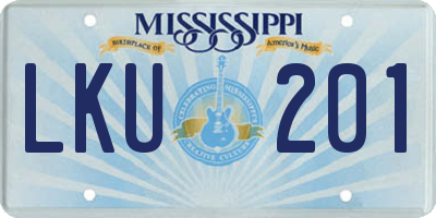 MS license plate LKU201