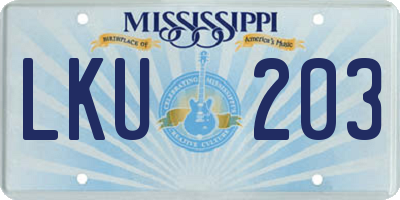 MS license plate LKU203