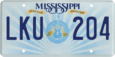 MS license plate LKU204