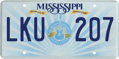 MS license plate LKU207