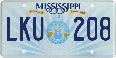 MS license plate LKU208
