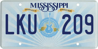 MS license plate LKU209