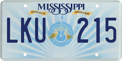 MS license plate LKU215