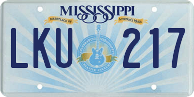 MS license plate LKU217