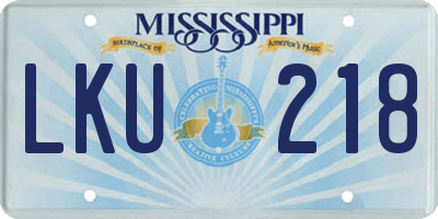 MS license plate LKU218