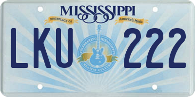 MS license plate LKU222