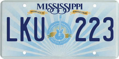 MS license plate LKU223