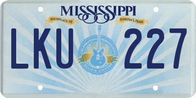 MS license plate LKU227