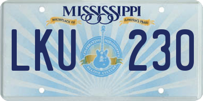 MS license plate LKU230