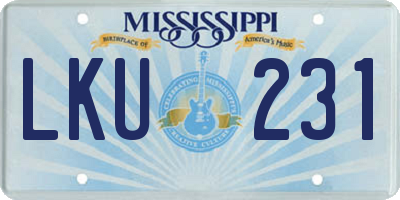 MS license plate LKU231