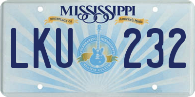 MS license plate LKU232