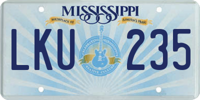 MS license plate LKU235