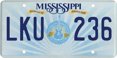 MS license plate LKU236