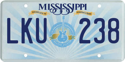 MS license plate LKU238