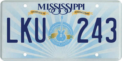 MS license plate LKU243