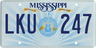 MS license plate LKU247