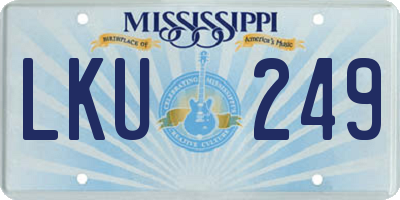 MS license plate LKU249