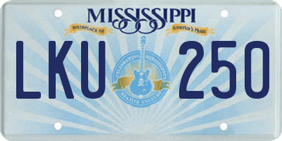 MS license plate LKU250