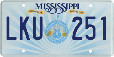 MS license plate LKU251