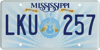 MS license plate LKU257