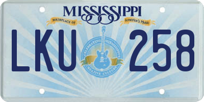 MS license plate LKU258