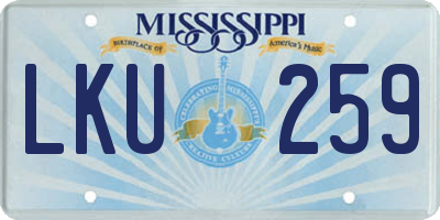 MS license plate LKU259