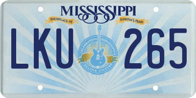 MS license plate LKU265