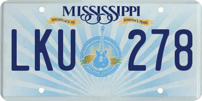 MS license plate LKU278