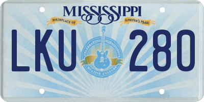 MS license plate LKU280