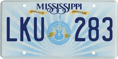 MS license plate LKU283