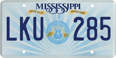 MS license plate LKU285
