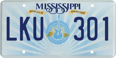 MS license plate LKU301