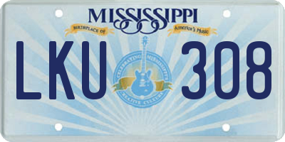 MS license plate LKU308