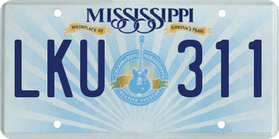 MS license plate LKU311