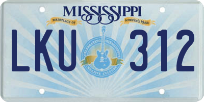MS license plate LKU312